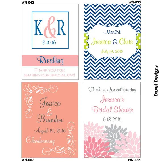 

Personalized Wine Bottle Label 3x4 inch Custom Wedding Wine Bottle Rectangle Labels, Save Name and Date