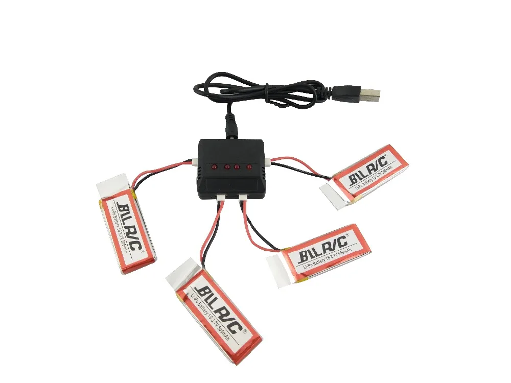 Bllrc Дрон Батарея набор 4x3 7 V 500 mAh LiPo + 1 до 4 баланс Зарядное устройство для Hubsan H107L H107C