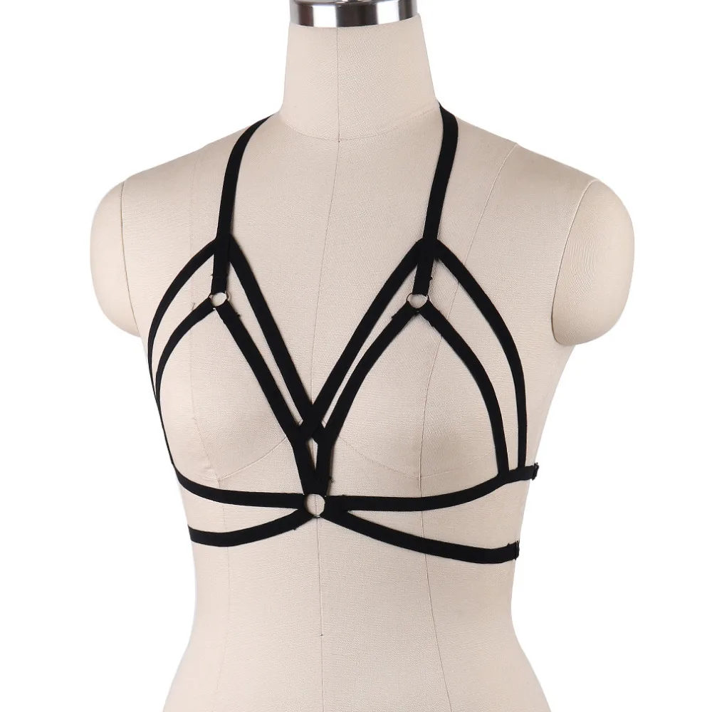 Женский укороченный бюстгальтер на бретельках готический бандажный Фетиш