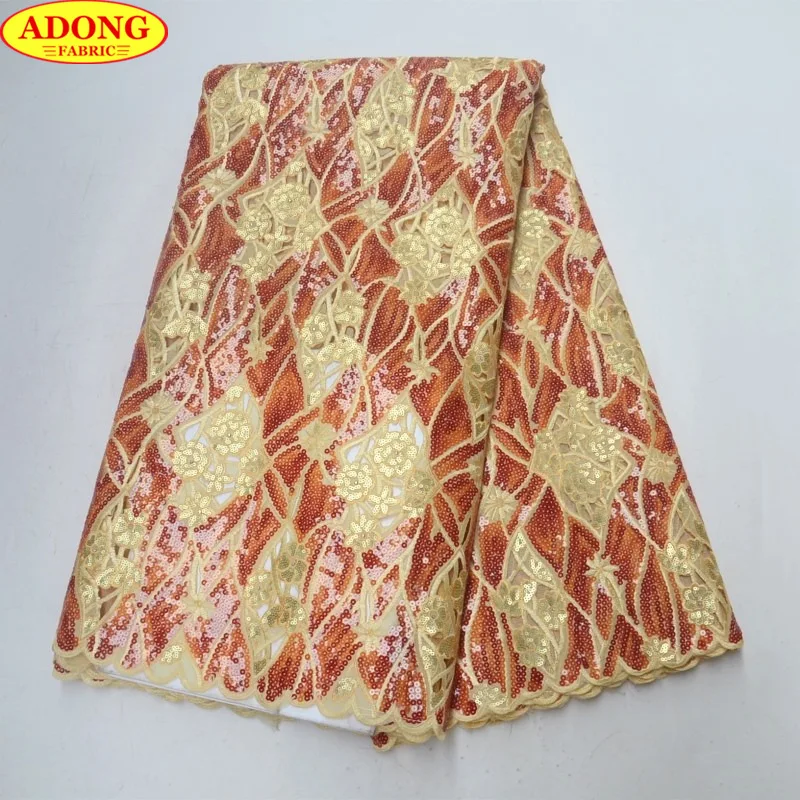 ADONG New Arrival French Lace Fabrics 2018 African Tulle Fabric Appliqued lots Sequins Cord with Stone | Дом и сад