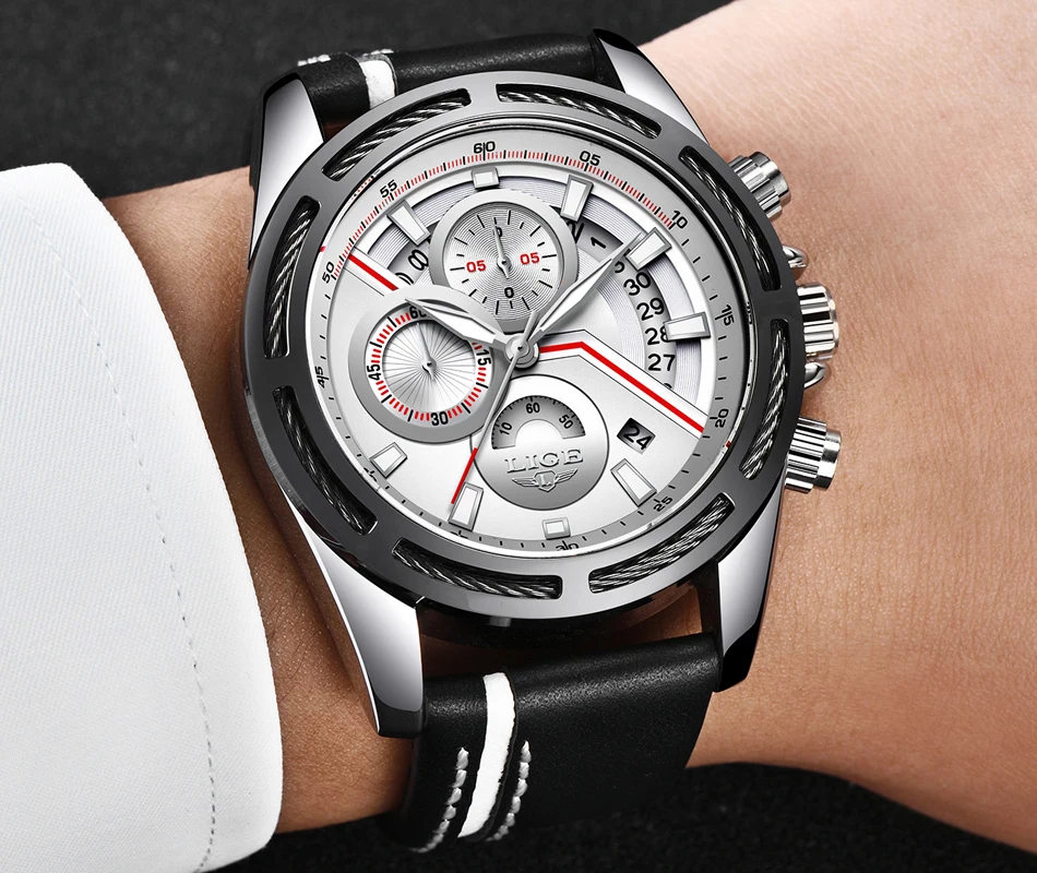Relojes Hombre LIGE, мужские спортивные часы, хронограф, кожаный ремешок, кварцевые армейские военные часы, часы для мужчин, лучший бренд, Роскошные мужские часы