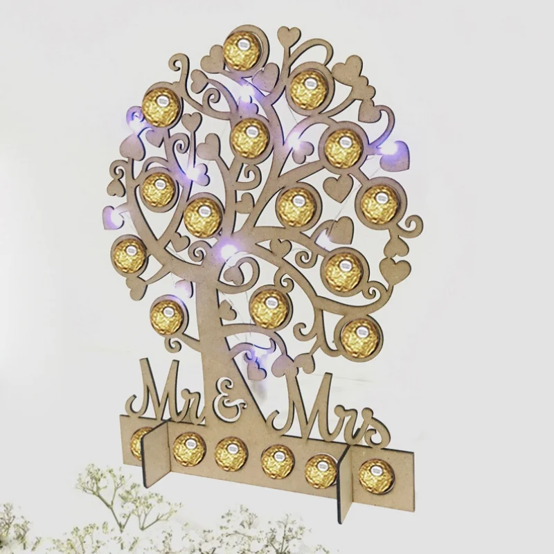 LED Wedding Sign Chocolate Tree Drawer Cabinet Display Stand Wooden DIY Jewelry Party Decoration Ornament Gift | Дом и сад