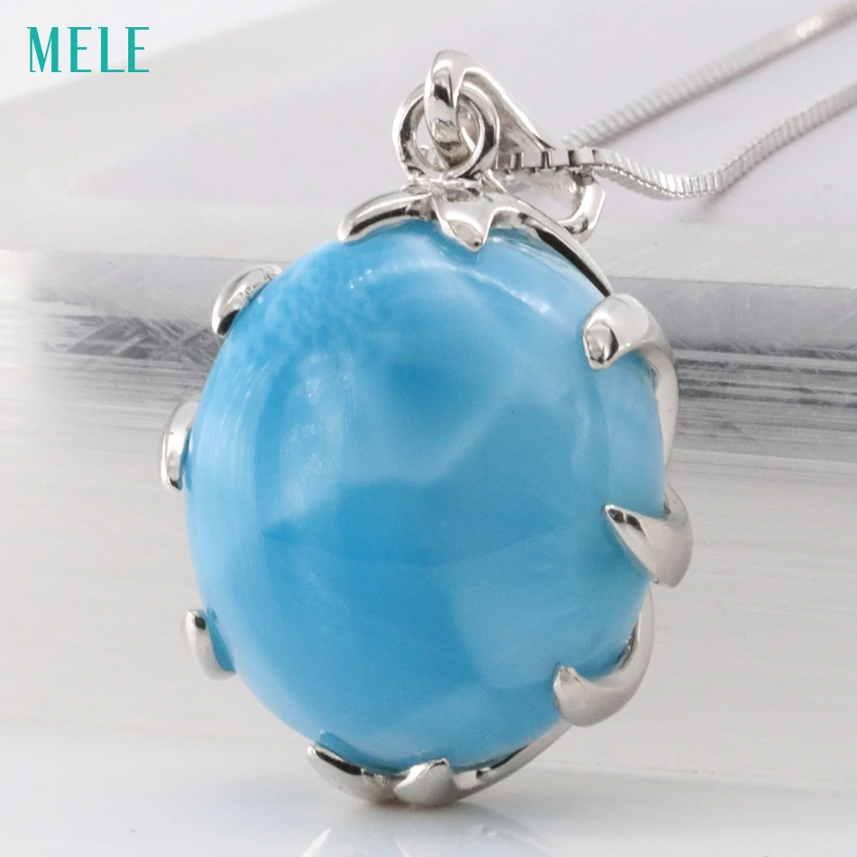 Женская подвеска из натурального серебра 925 пробы большой овальный кулон