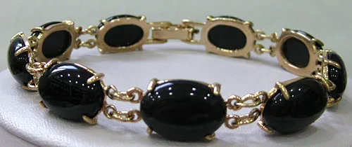 

Wholesale Price !Free Shipping GP 10X14MM Bead Black Agates Bracelet