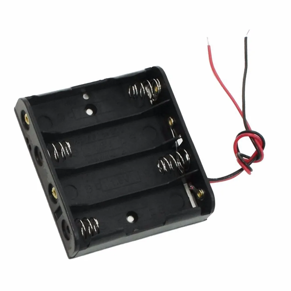 

40pcs/lot MasterFire Black Hard Plastic Battery Storage Holder Box Case Cover For 4 X AA Batteries With 6'' Wire Leads