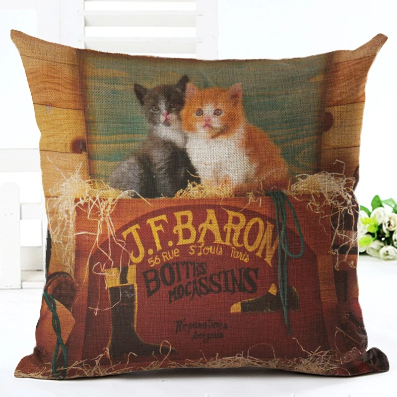 2016 новое поступление западный стиль милая Подушка с животными Almofadas льняная