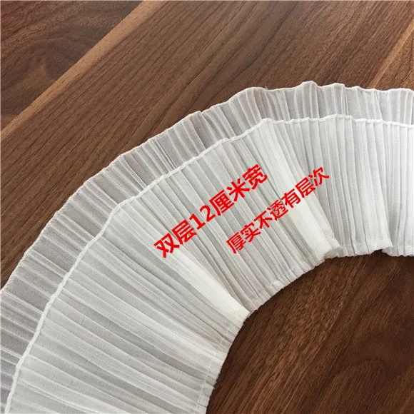 3 ярда/партия Двухслойные плиссированные шифоновые оборки на подоле 12 см|fabric