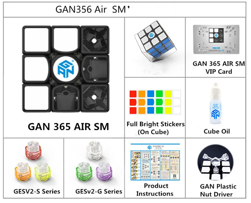 Gan 365 Air SM 3x3x3 скоростной куб черный цвет GAN AIR Магнитный головоломка обучающие