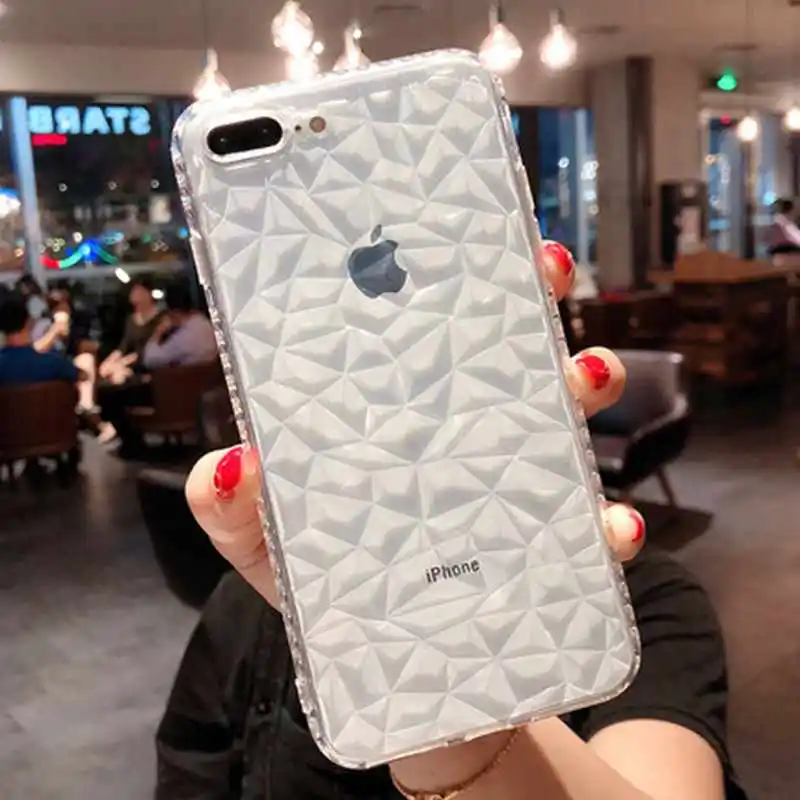 3D чехол со стразами для iphone XS Max, чехол для iphone XR X 7 6S 6 8 Plus SE 5 S 5S, мягкий чехол из ТПУ с геометрическим рисунком ромба, чехол для телефона s