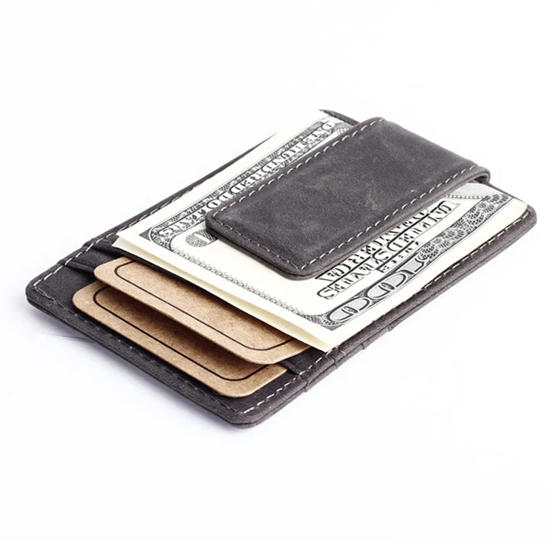 Новый Винтажный Мужской кошелек из нубука и натуральной кожи с зажимом для денег