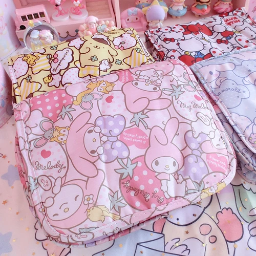 Светло-серый Мультфильм Япония Хелло Китти моя мелодия Cinnamoroll пудинг собака женская косметичка для хранения путешествия мешок мыть сумки девушка макияж сумки - Цвет: Светло-серый
