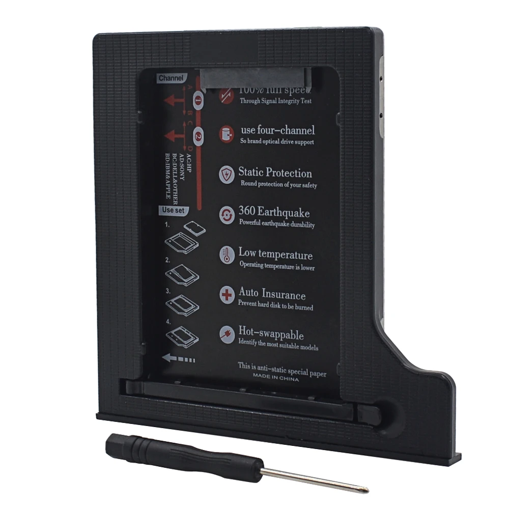 Универсальный 9,5 мм 2nd HDD Caddy SATA 3,0 алюминиевый материал для ноутбука DVD-ROM двойной светодиодный для 2," SSD чехол для жесткого диска