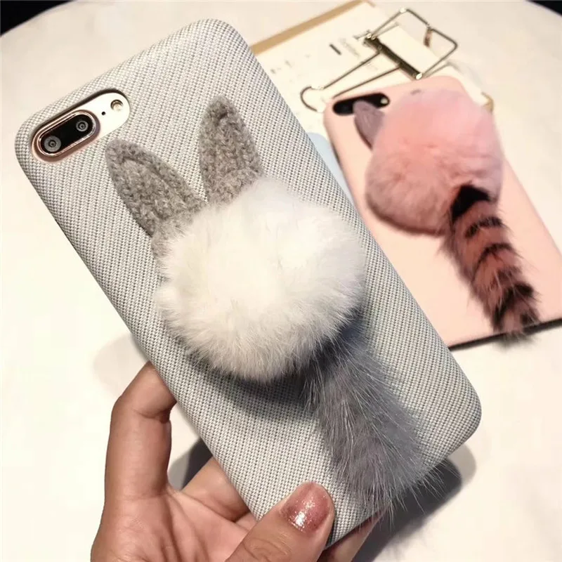 YESPURE Wholesale Fancy Pink Cat Tail Mobile Phone Covers Accessories for Apple Iphone 6plus 7 Plus 8 Fur Ball Fundas Capa | Мобильные