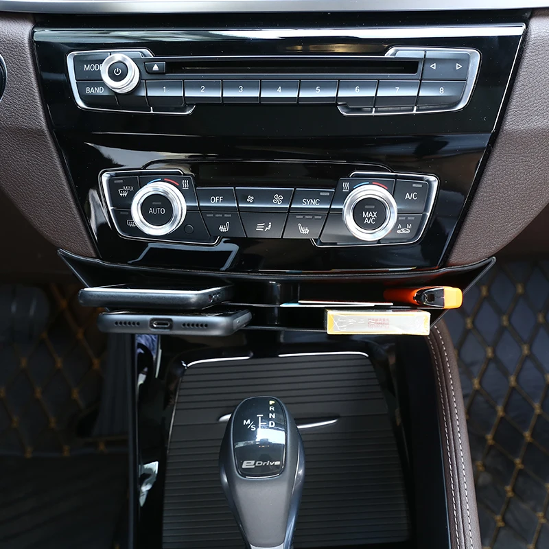 new black phone car tray plastic center console storage box for bmw x1 f48 2016 2017 2018 car accessories for bmw x2 f47 2018 free global shipping