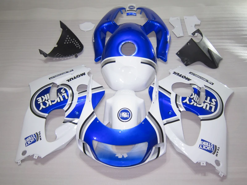 Комплект обтекателей с крышкой бака для SUZUKI SRAD GSXR600 1996 2000 Белый Синий обтекатели