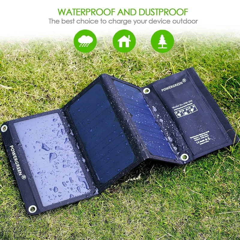 

PowerGreen Flexible Solar Charger Bag 21W SUNPOWER Solar Panel Outdoor 5V 2A Charger Battery Pack for Phone