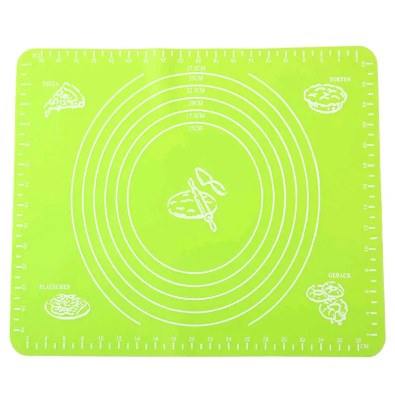 Green 4 цвета антипригарный Силиконовый коврик 40x30 см прокатки теста Кондитерские торты коврик-подкладка для выпечки муки стол лист кухонные инструменты - Цвет: Green