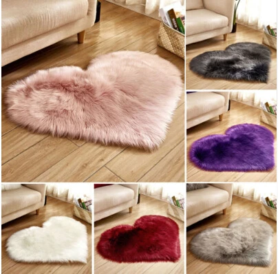 Длинный пушистый ковер в форме сердца мягкий коврик для спальни голубой белый