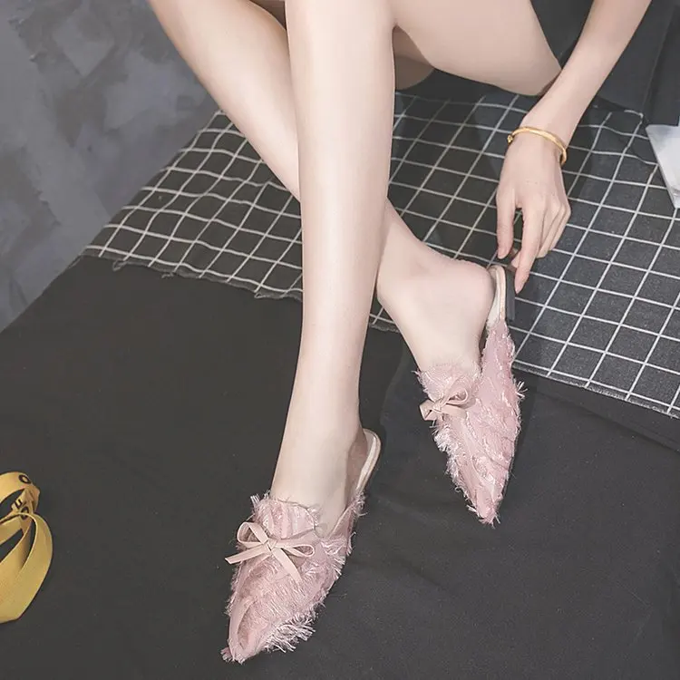 Новинка 2018 года летние тапочки Универсальные женские пикантные с острым носком