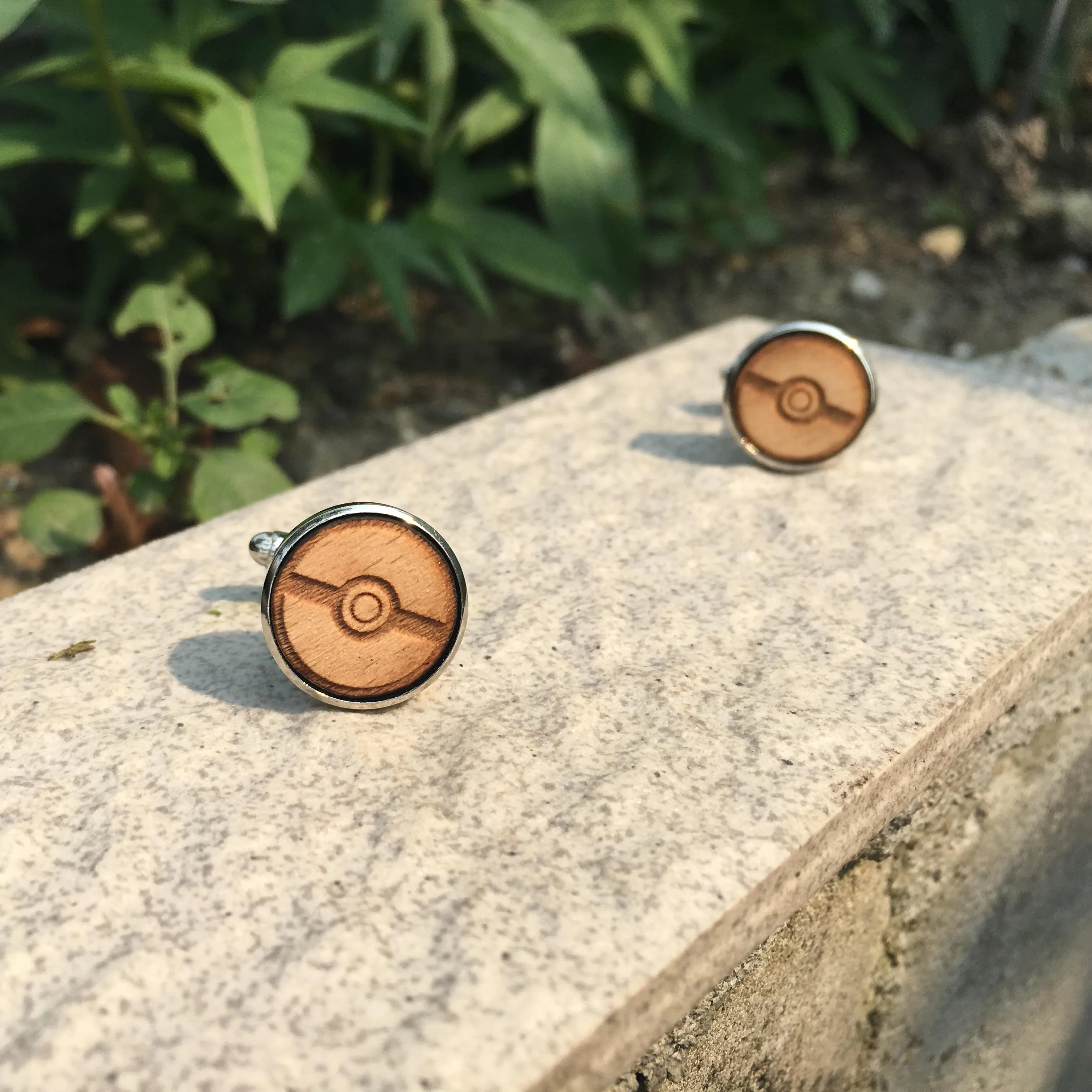 Poke деревянные Запонки Go свадебный подарок Женихи Ball X 1 пара|cuff links|wooden cuff linkswood