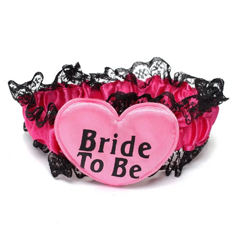 Значок невесты для девичника черные и розовые кружевные подвязки декоративные