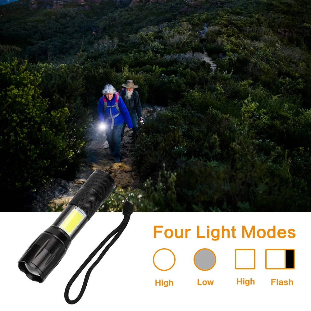 Sanyi XM-L T6 светодиодный тактический фонарь алюминиевый водонепроницаемый Zoomable COB фонарь для работы 18650 перезаряжаемый аккумулятор