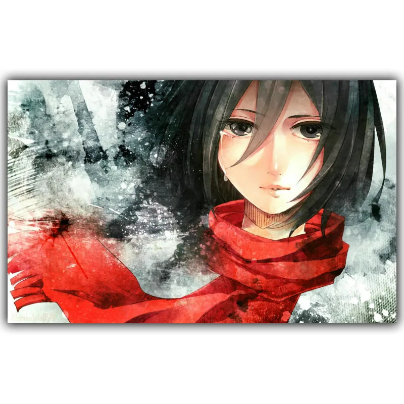 Аниме атака на Титанов печать обоев плакат Микаса Аккерман украшение дома