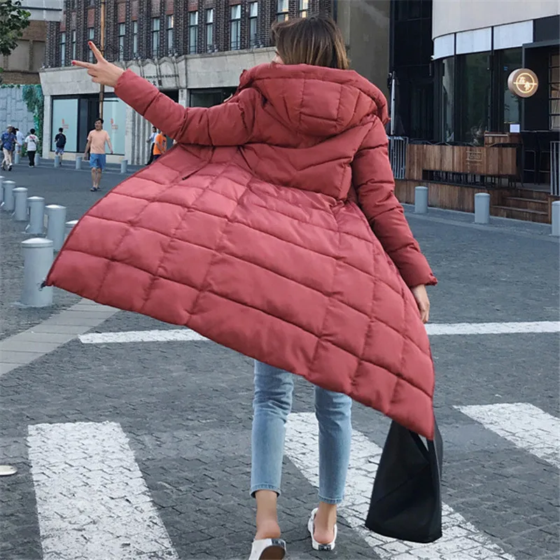 Зимнее пальто женские черные красные 5XL 6XL плюс размер свободные парки с