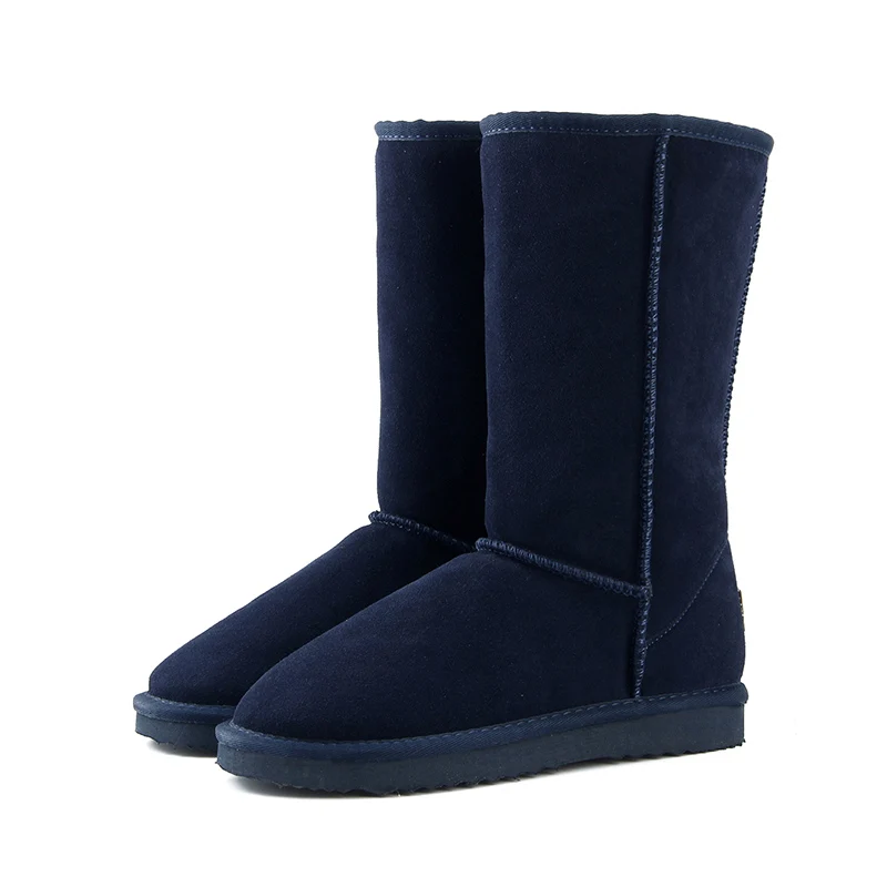 Navy Blue MBR FORCE/Классическая Женская обувь в австралийском стиле; высококачественные водонепроницаемые зимние ботинки из натуральной кожи; зимние ботинки на меху; теплые женские ботинки - Цвет: Navy Blue