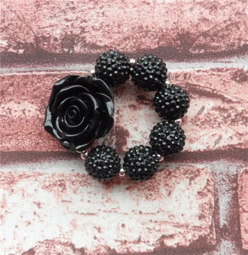 Hotter selling black resin flower pendant necklace&ampbracelet set kids child DIY chunky bubblegum beaded jewelry | Украшения и
