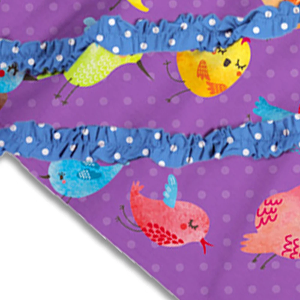 Sunshine Swing Purple Chidren Girl A-line Dress Long Sleeve Cartoon Bird Printed Kids Princess Clothing | Детская одежда и обувь