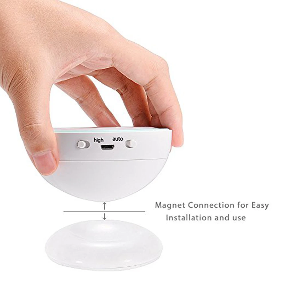 Firecore 360 градусов USB светодиодный ночник перезаряжаемый гибкий вращающийся датчик