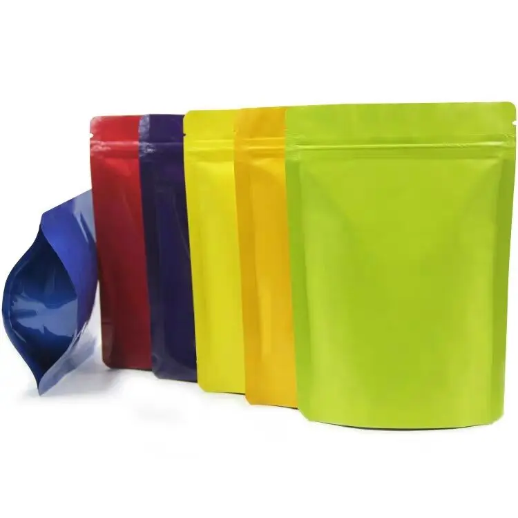 

50 шт 5,1 "* 7,1" стоячий цвет Алюминиевая фольга Ziplock мешок Doypack блестящие/матовые кофейные зерна Снэк Подарочные Упаковочные пакеты