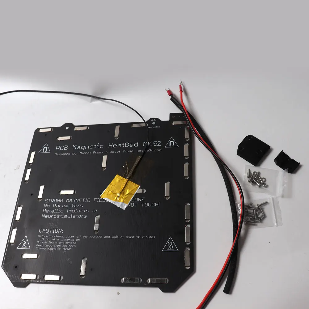 Prusa i3 MK3/MK3S 3d принтер MK52 кровать с подогревом 24V в сборе, N35UH магниты, силовой кабель, Термистор, текстильная втулка