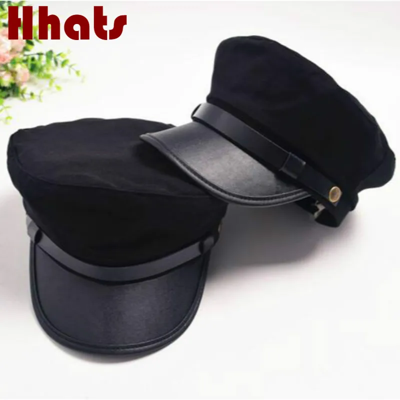 Женская Регулируемая шапка черная регулируемая для сцены|sailor captain cap|captain capnavy cap |
