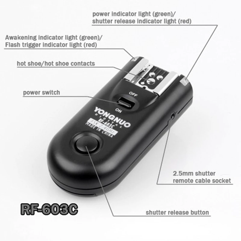 Пульт дистанционного управления YONGNUO RF-603 II C3 2 4 ГГц для Canon 1D 1DS EOS 5D Mark 50D 40D 30D 20D 10D -