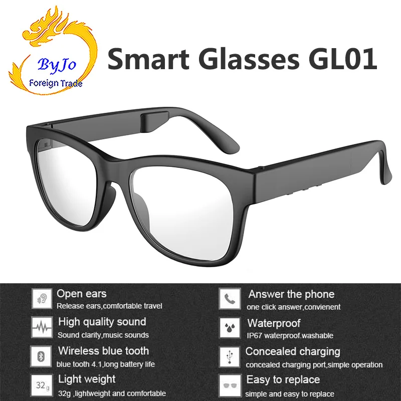 구매 Gl01 뼈 전도 블루투스 안경 Ip67 방수 원 클릭 응답 전화 선글라스와 근시 안경과 호환 가능