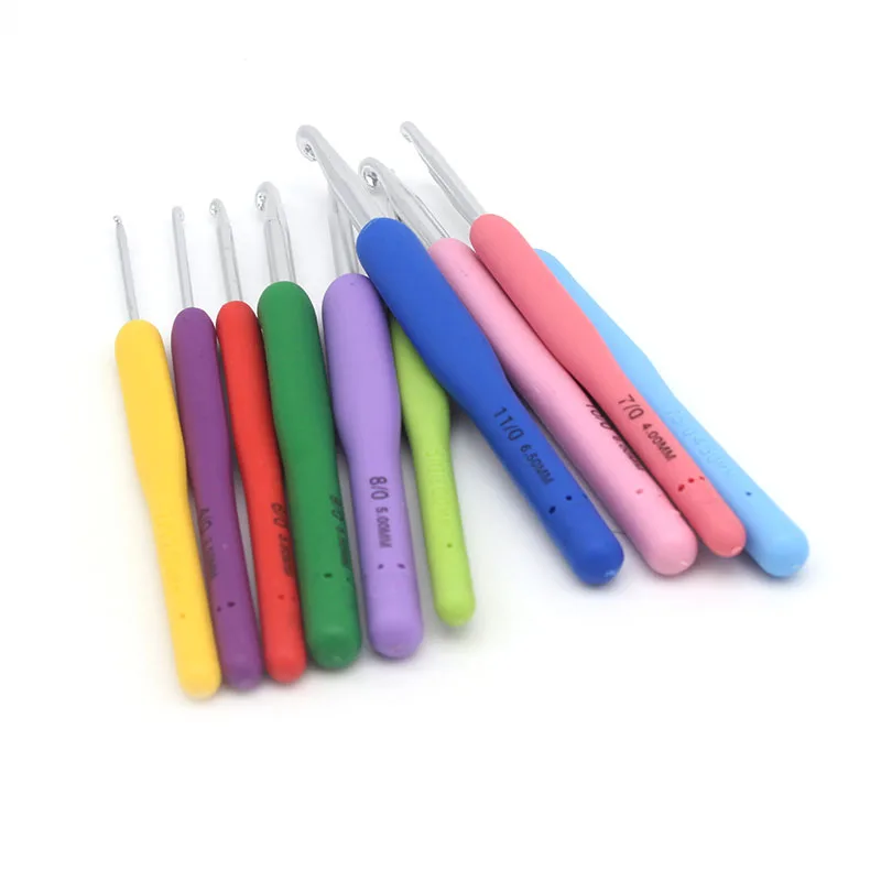 Разноцветные спицы DONYAMY для вязания TPR мягкая резиновая ручка Алюминиевые крючки