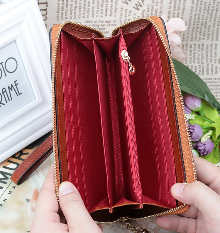 

Embossing Floral Genuine Cow Leather Women Wallet Luxury Women's Long Wallets Designer Zipper Ladies Purse Fashion Female Wallet