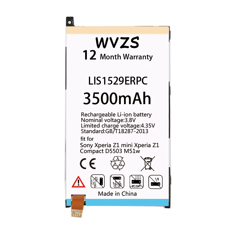 Wvzs 3500 мАч литий-полимерный аккумулятор LIS1529ERPC для sony Xperia Z1 Compact mini Z1c D5503 M51w Сменные