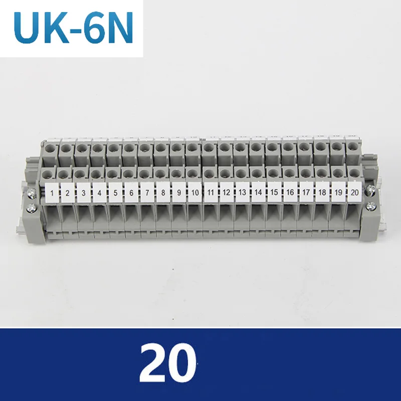UK6N Великобритания серия din-рейка винтовой зажим клеммные блоки - Цвет: 20-position