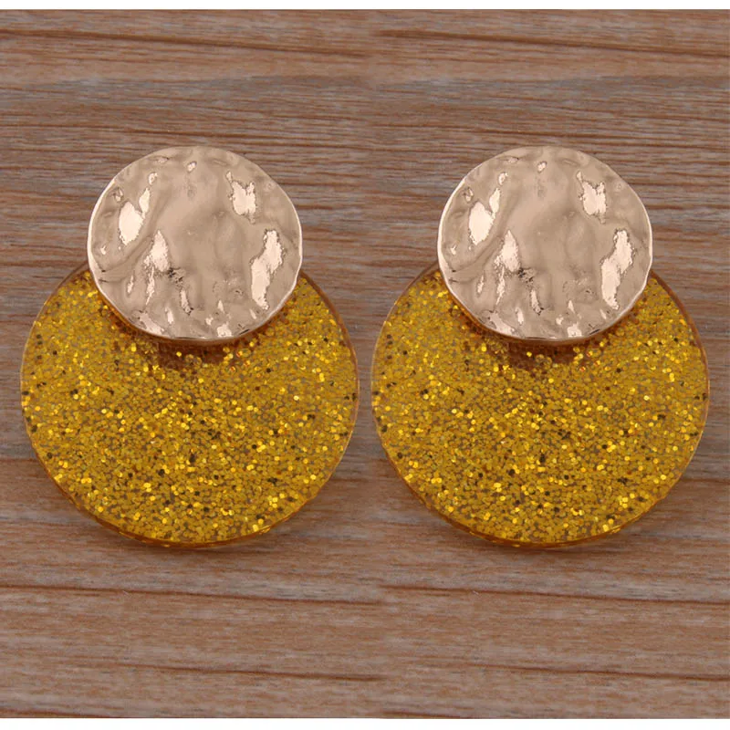 gold NeeFu WoFu Flash серьги из полимеров круглая большая серьга из цинкового сплава большие серьги Brinco модные серьги аксессуары Oorbellen подарок - Окраска металла: gold
