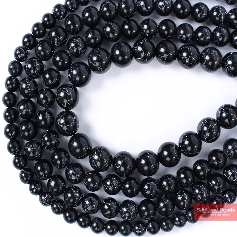Натуральный камень черная бирюза Howlite бусины для браслета ожерелье изготовление Strand 1" выбрать размер 4 6 8 10 12 мм BTB9