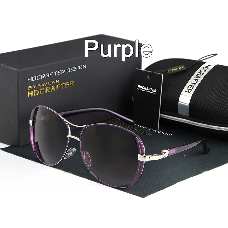 Purple HDCRAFTER солнцезащитные очки для женщин брендовые дизайнерские винтажные вождения красные солнцезащитные очки для женщин oculos de sol feminino - Цвет линз: Purple
