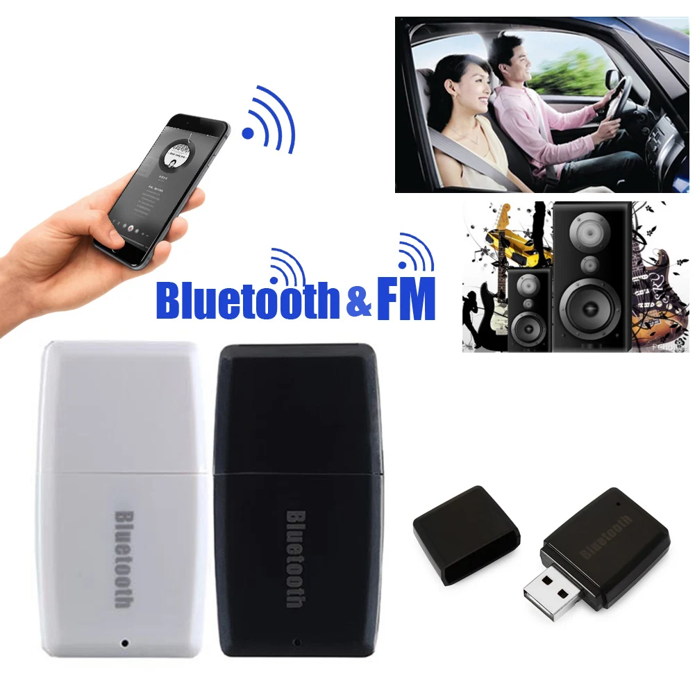 2 в 1 беспроводной Bluetooth 4,1 музыкальный аудио передатчик USB+ FM 1080 МГц передатчик для автомобиля FM радио домашний кинотеатр динамик Компьютер