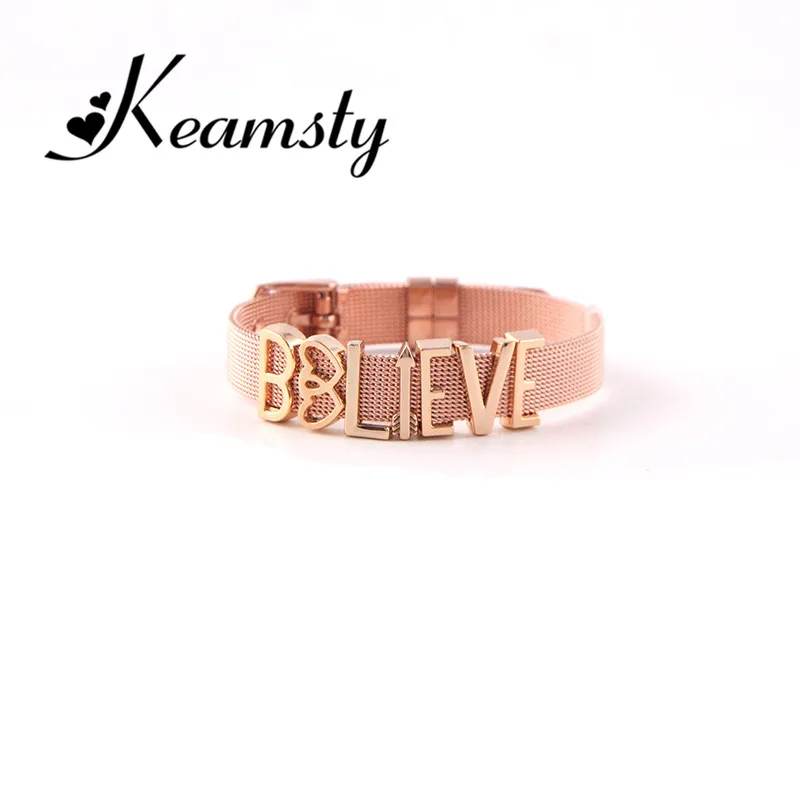 Keamsty розовое золото браслет кристалл любовь талисманы браслеты комплект