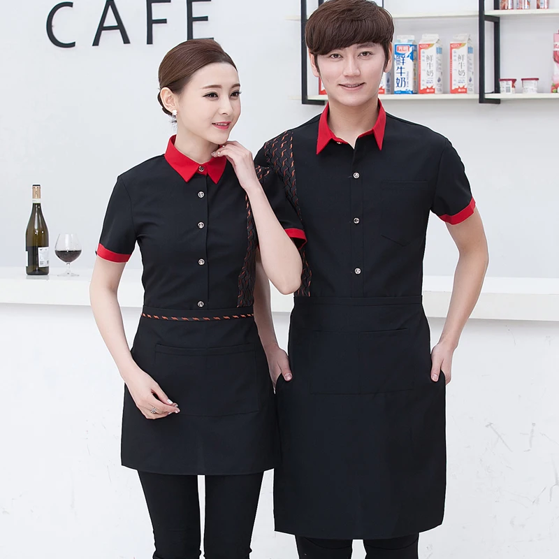 Летняя женская форма с коротким рукавом для официанта в западном стиле|food service