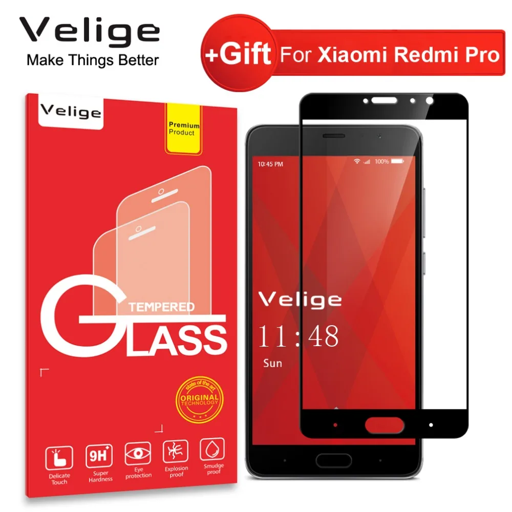 Закаленное стекло Velige с полным покрытием для Xiaomi Redmi Pro RedmiPro защита экрана 2.5D 9H