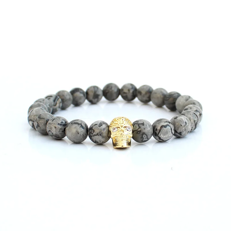 Charm Skull Bracelet Men Natural Stone Beads Jewelry Friends Bracelets For Women Handmade Boyfriend Gift Summer Accessories