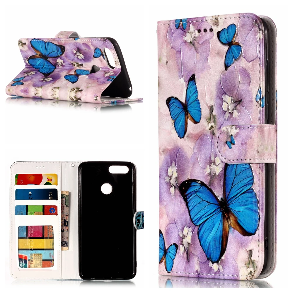 Чехол книжка из искусственной кожи с масляным воском + чехол кошелек для Huawei Y9